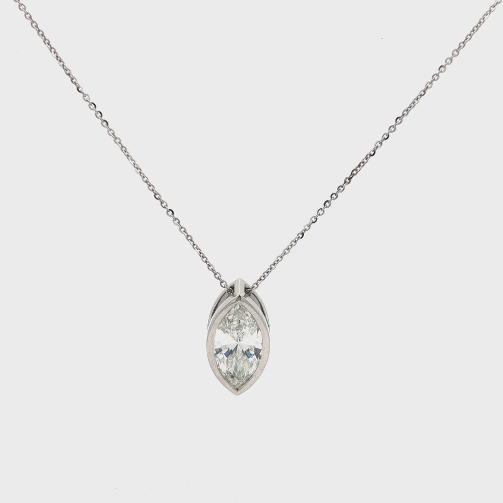 3ct Marquise Diamond Bezel Pendant Necklace