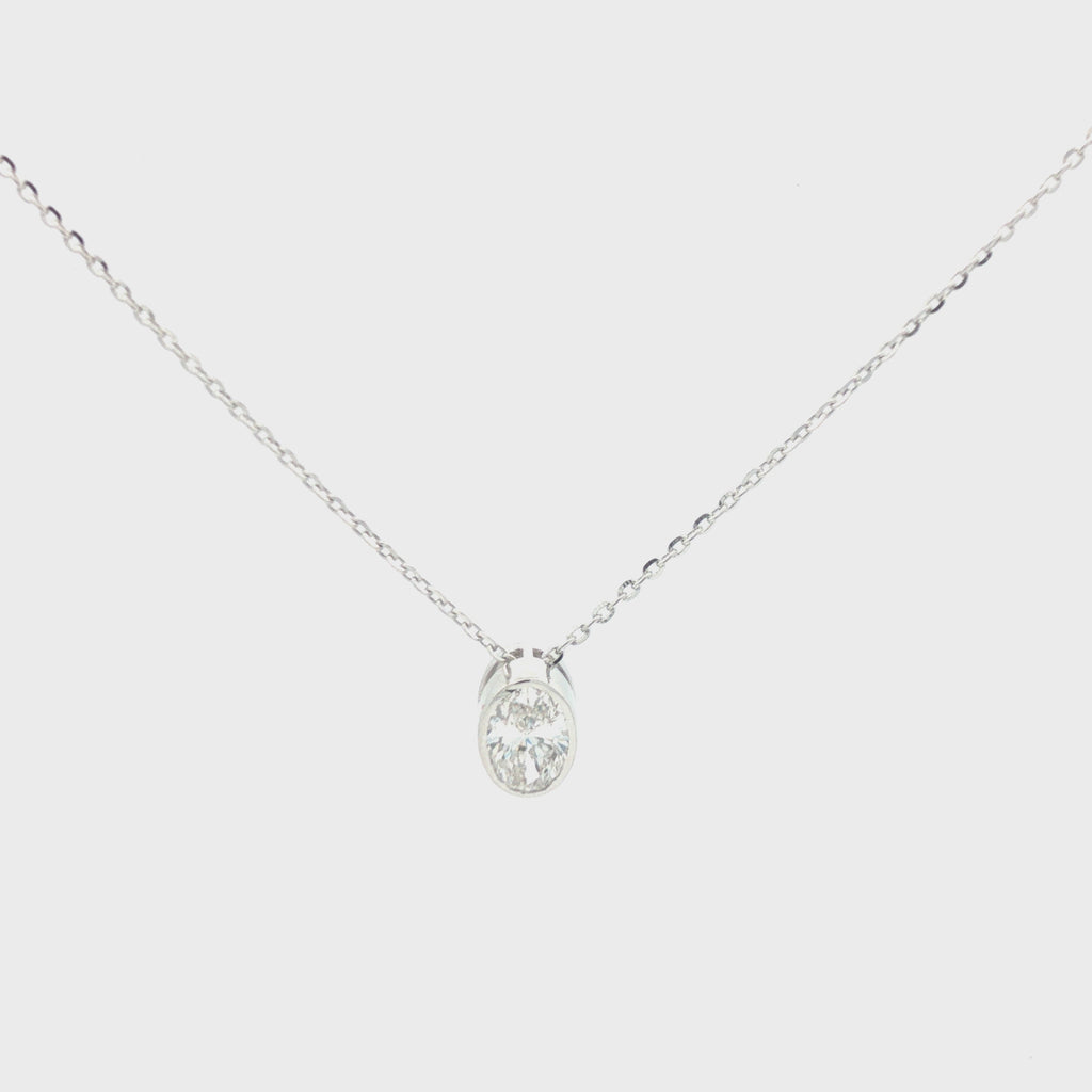 1ct Oval Diamond Bezel Solitaire Necklace