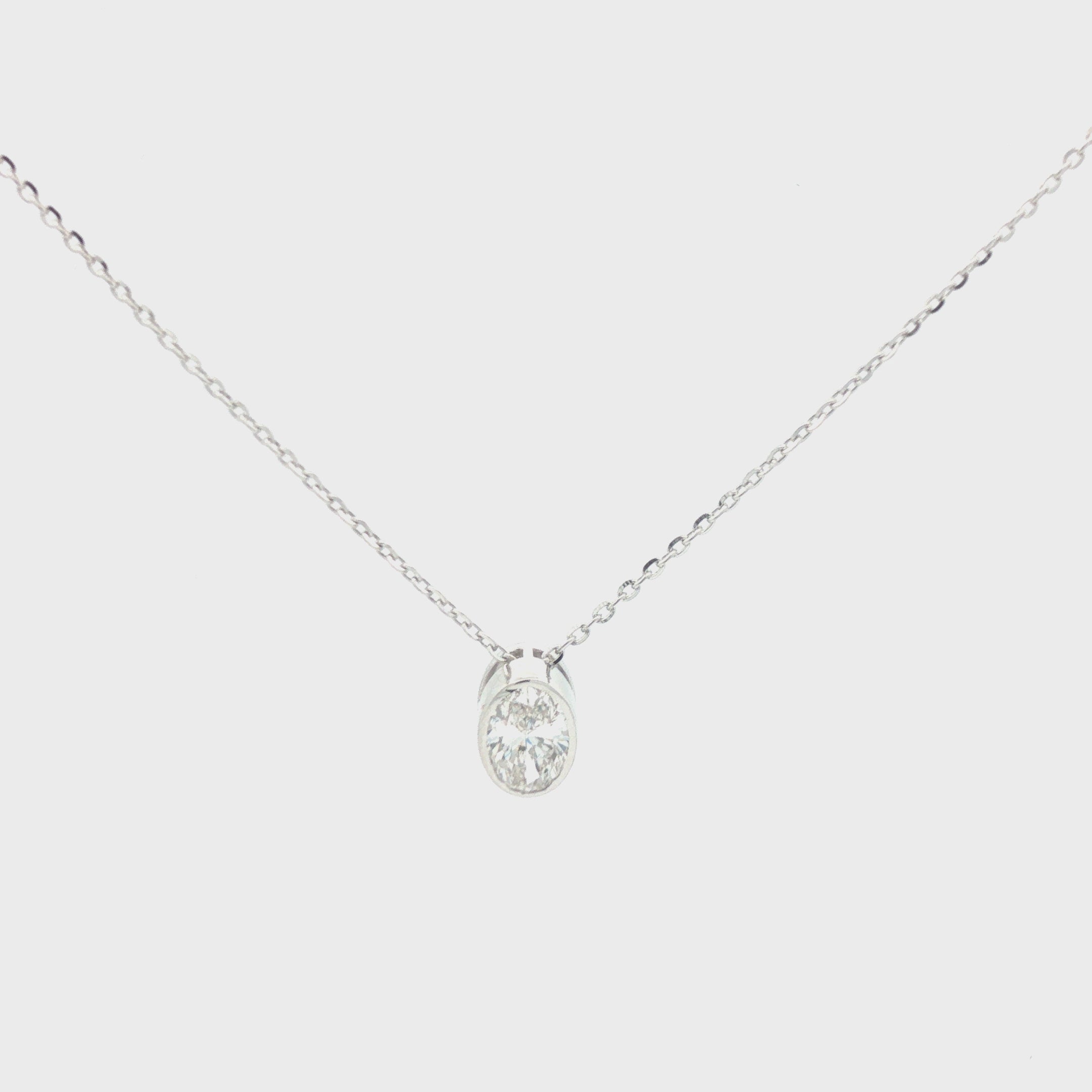 1ct Oval Diamond Bezel Solitaire Necklace