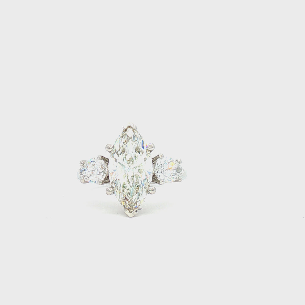 3ct Marquise Ring with Pear Side Stones