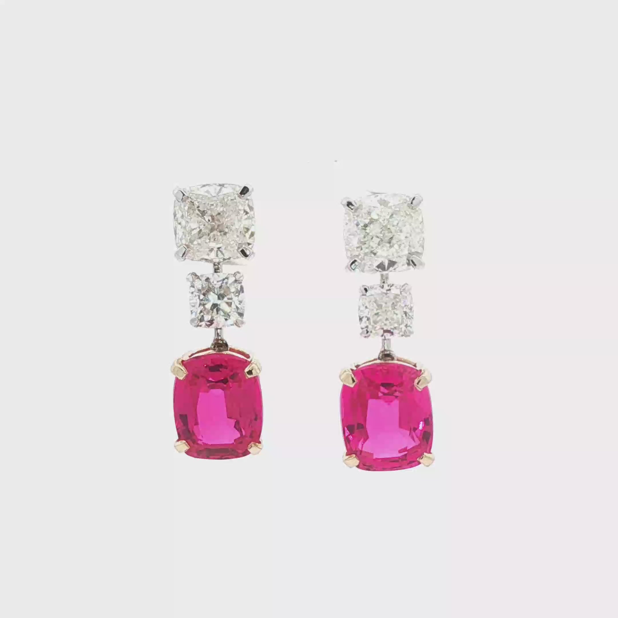 Cushion x Round x 12.04ct Ruby Cushion Earrings