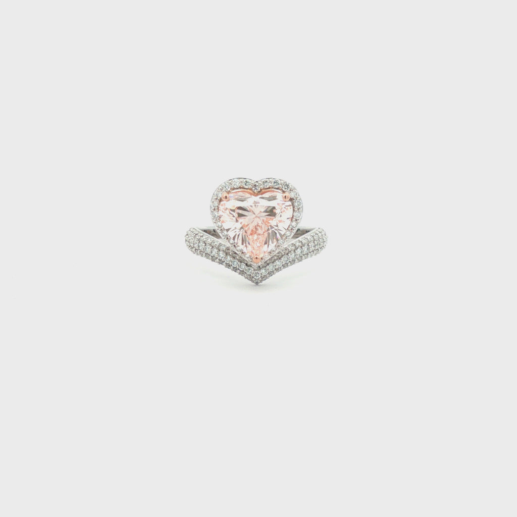 Fancy Pink Heart Diamond Halo Engagement Ring