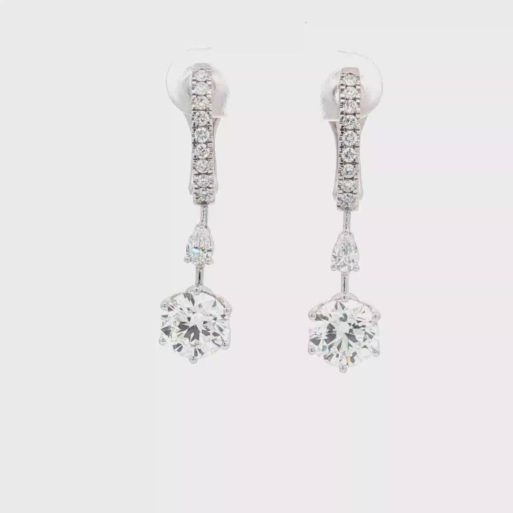 2ct Round Drop  Dangling Earrings