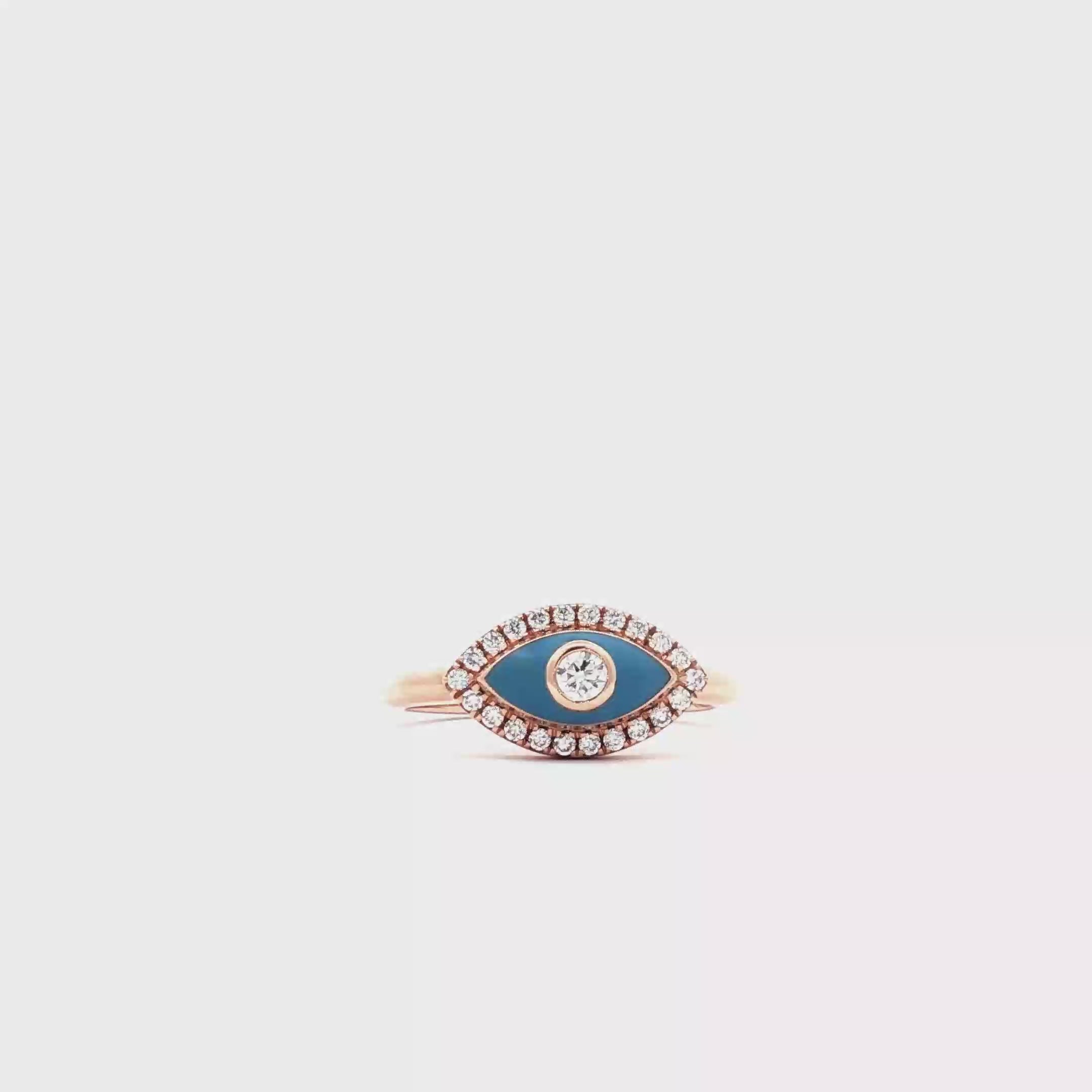 Evil Eye Ring - (blue enamel)