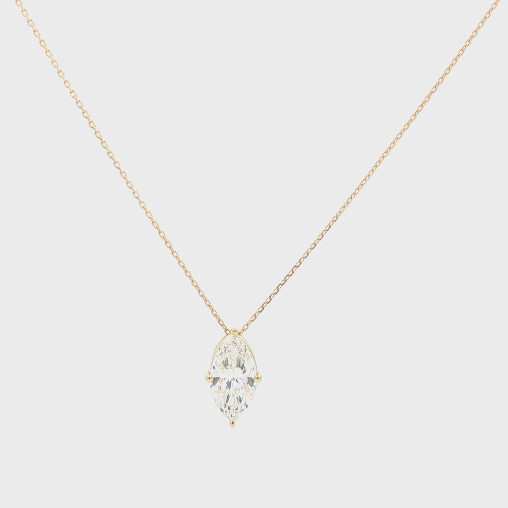 3ct Marquise Cut Brilliant Diamond Solitaire Pendant