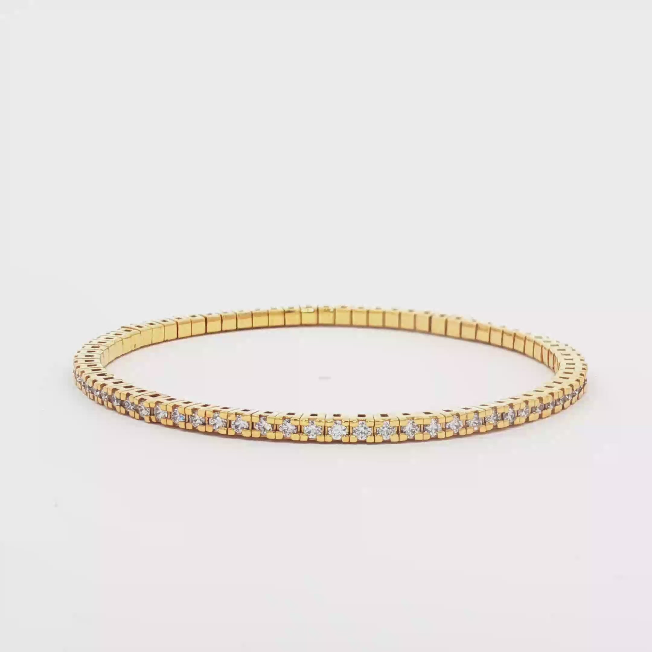 Elastic Round Tennis Bracelet (Yellow Gold)