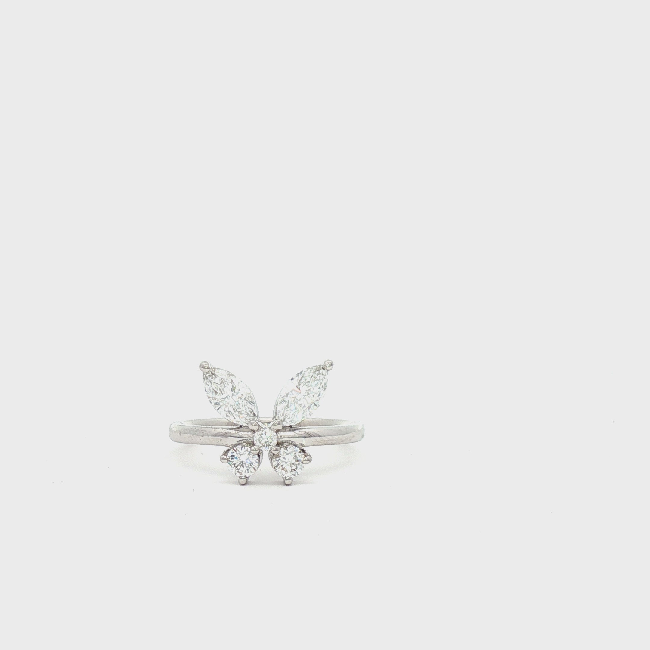 Butterfly Pinky Ring (White Gold)