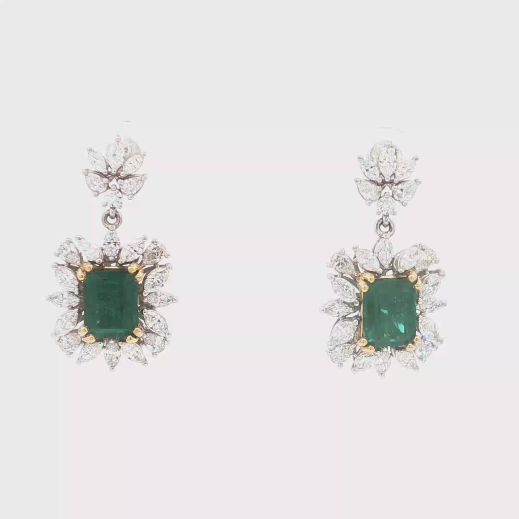 3ct Green Emerald Drop Earrings