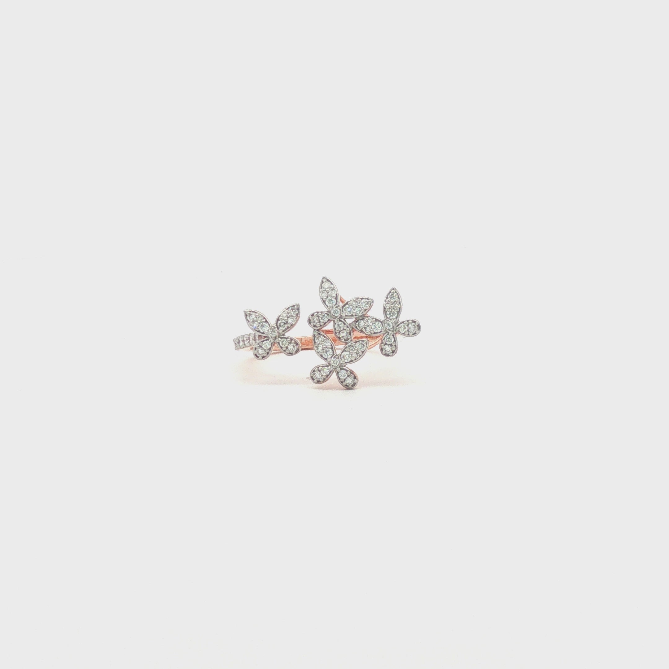 Diamond Pave Butterfly Cluster Cocktail Ring