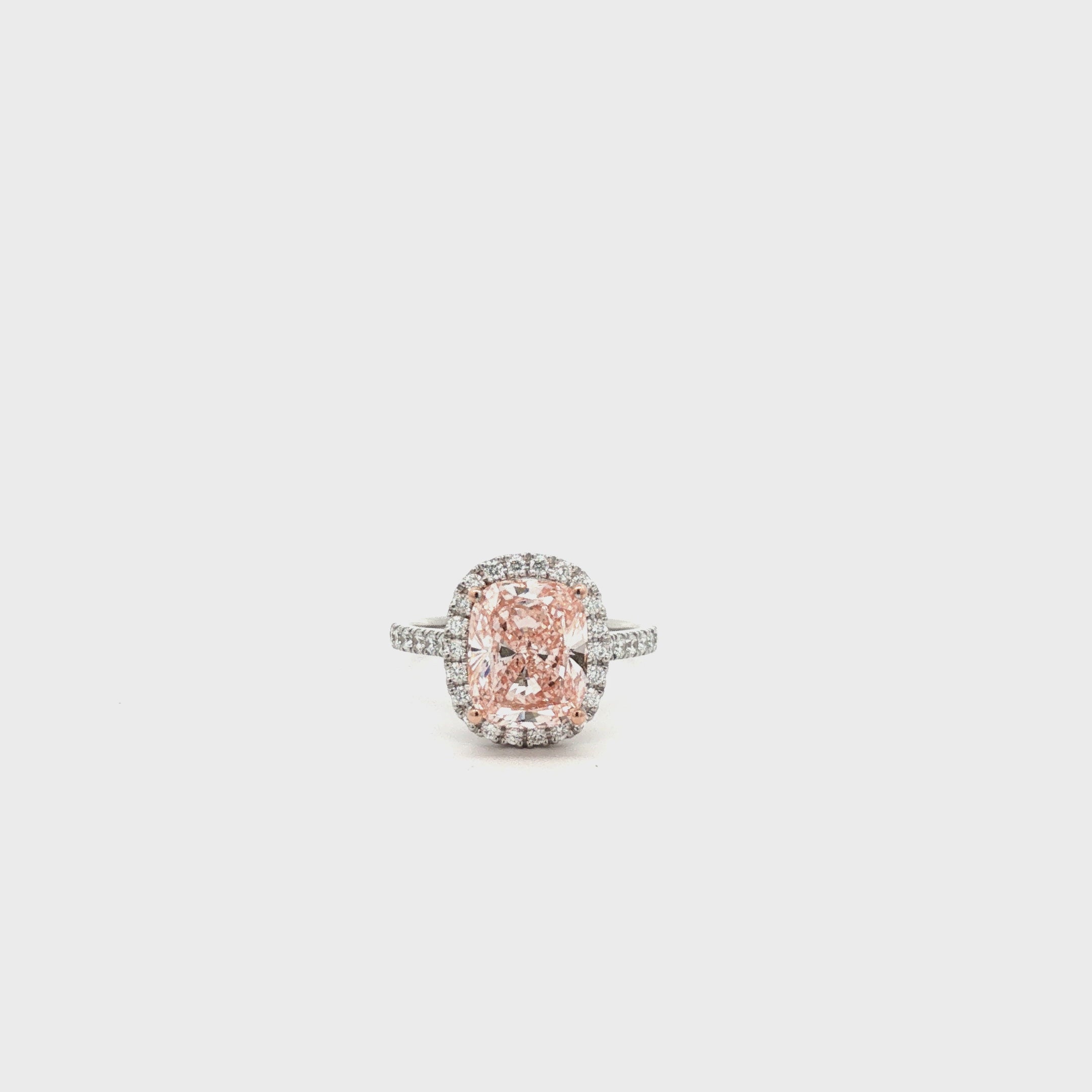 4ct Fancy Pink Diamond Halo Ring