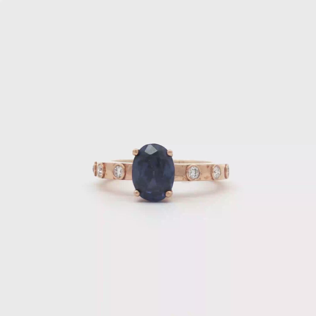 Blue Stone with Diamond Band