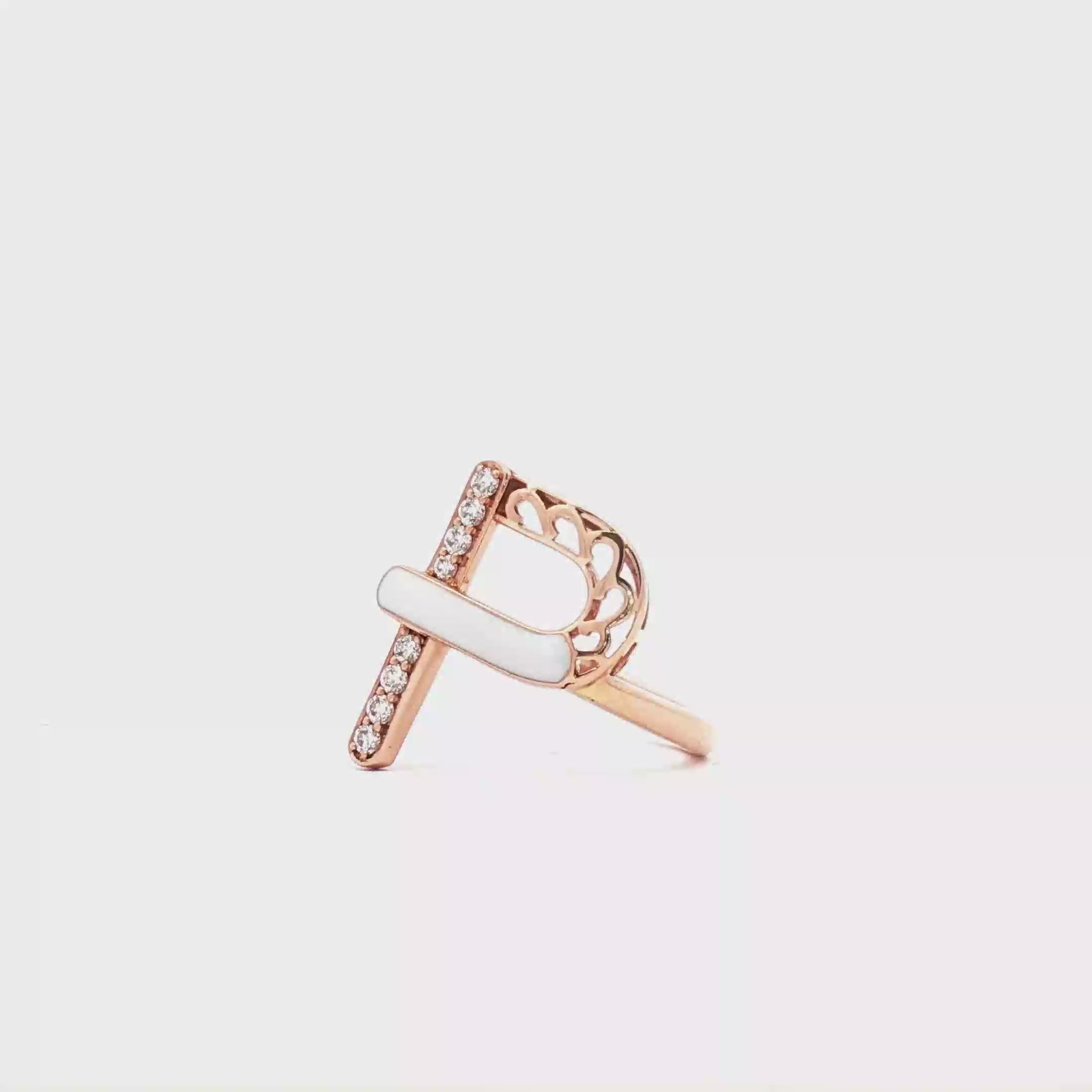 Letters Ring - P (white enamel)