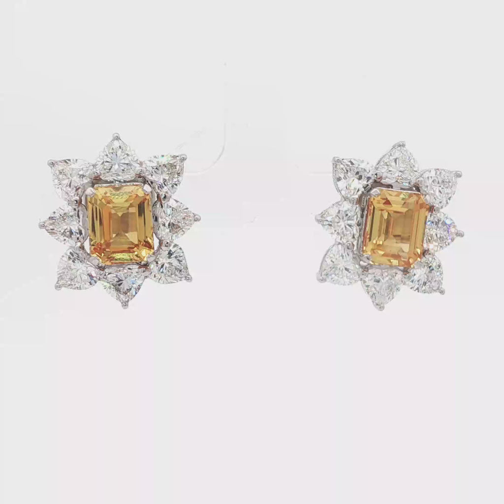 Yellow 4.65ct Cushion  Sun Earrings