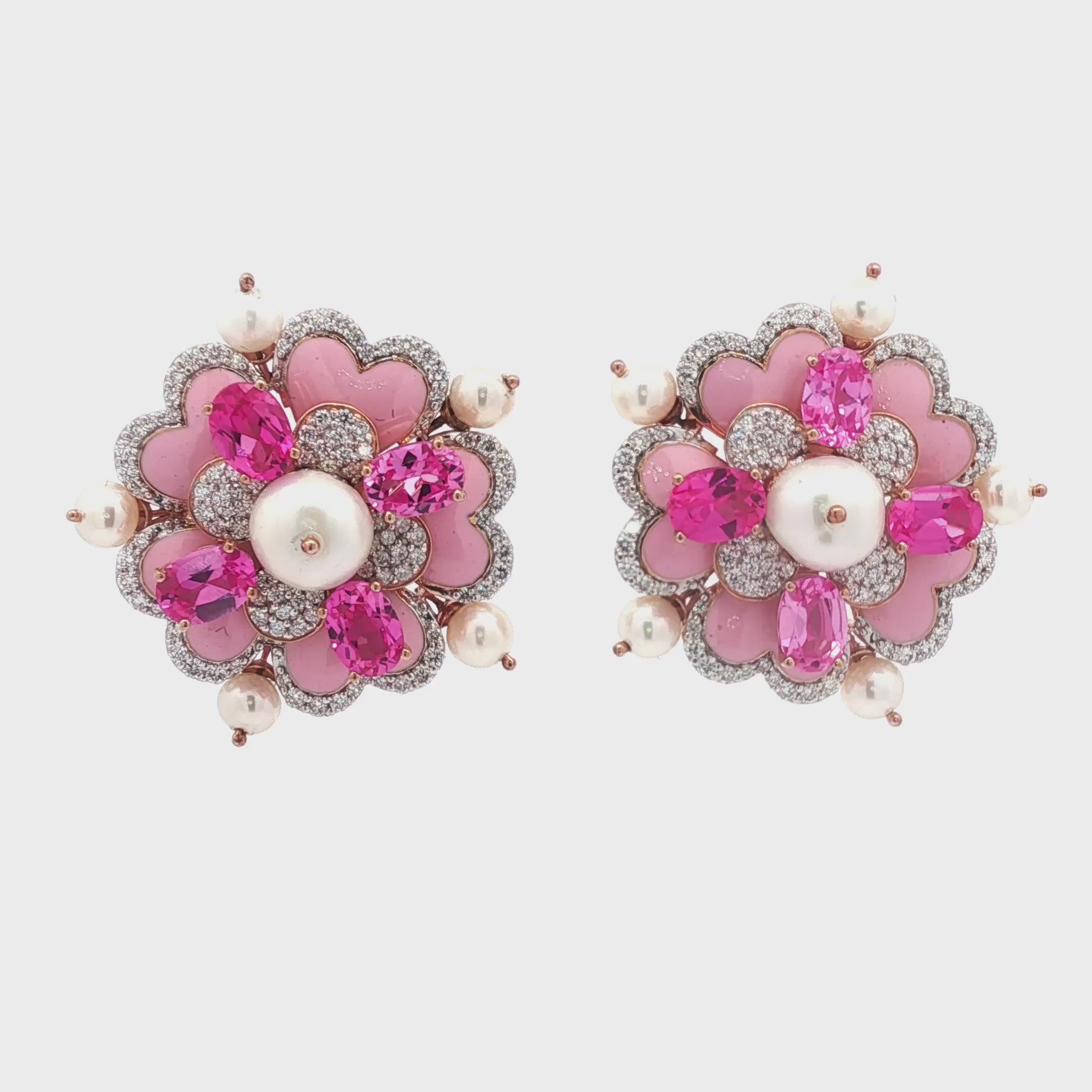 8.02cts Pink Flower Pearl Earrings