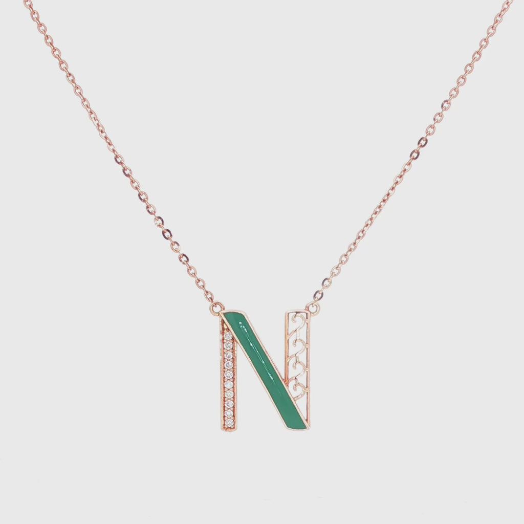 Letters Pendant - N (green enamel)