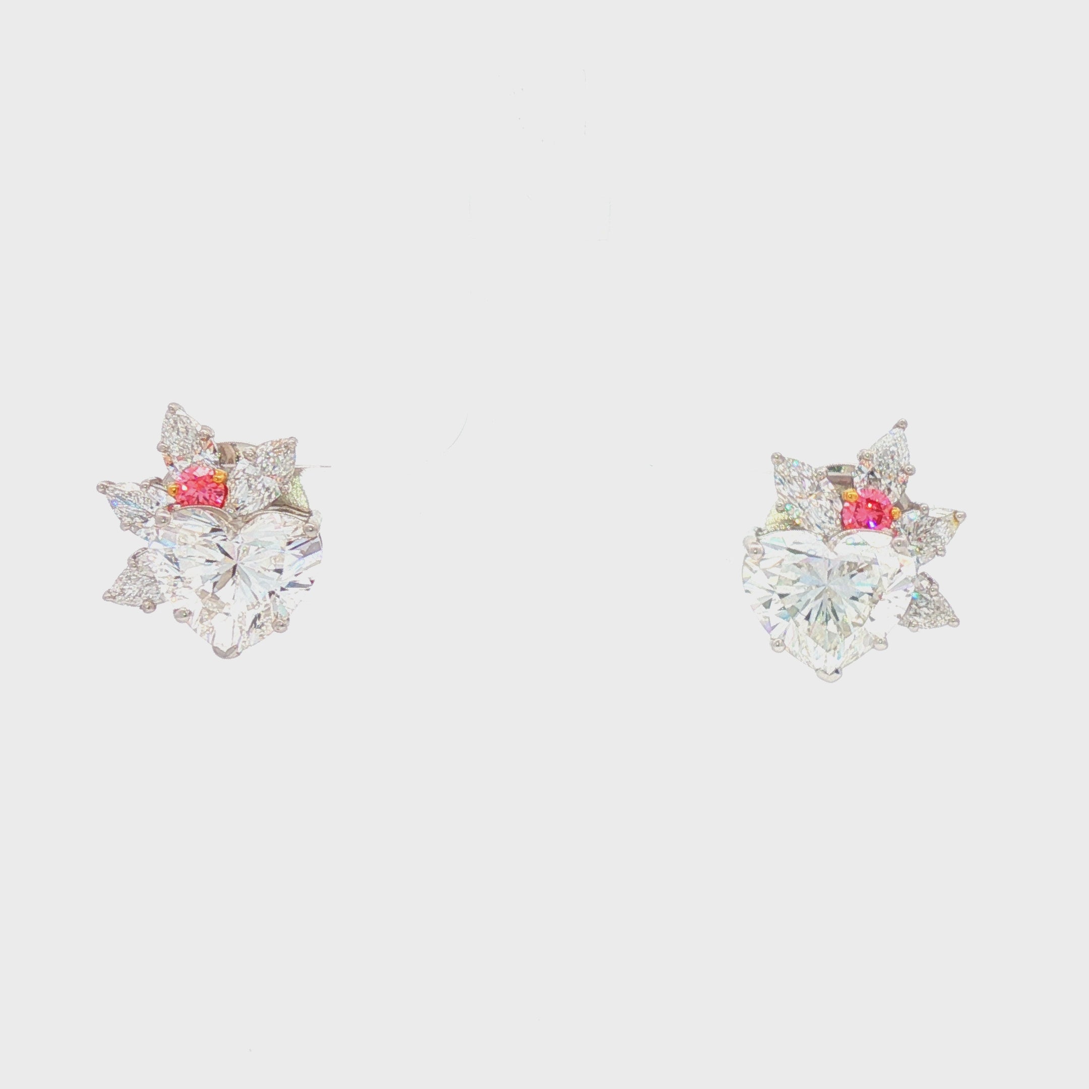 Heart Shaped Leaf Studs with Pink Diamond