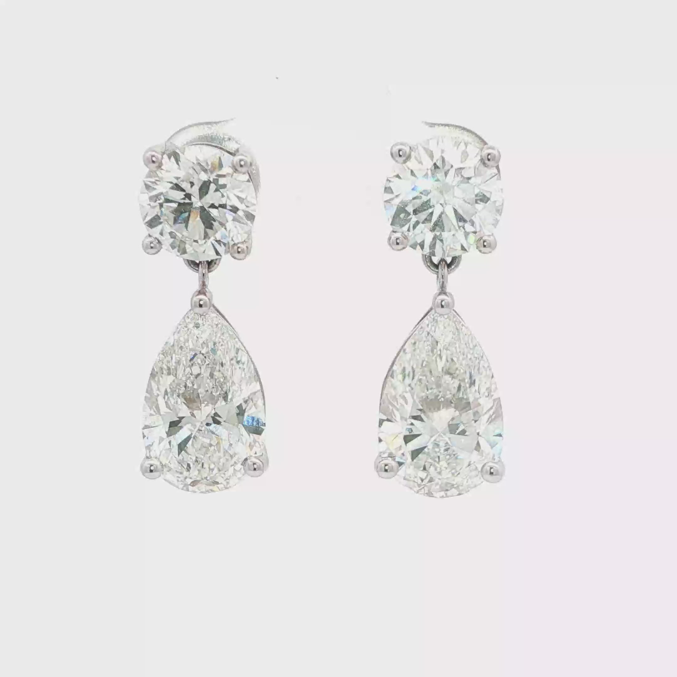 2ct Round x 4ct Pear Earrings
