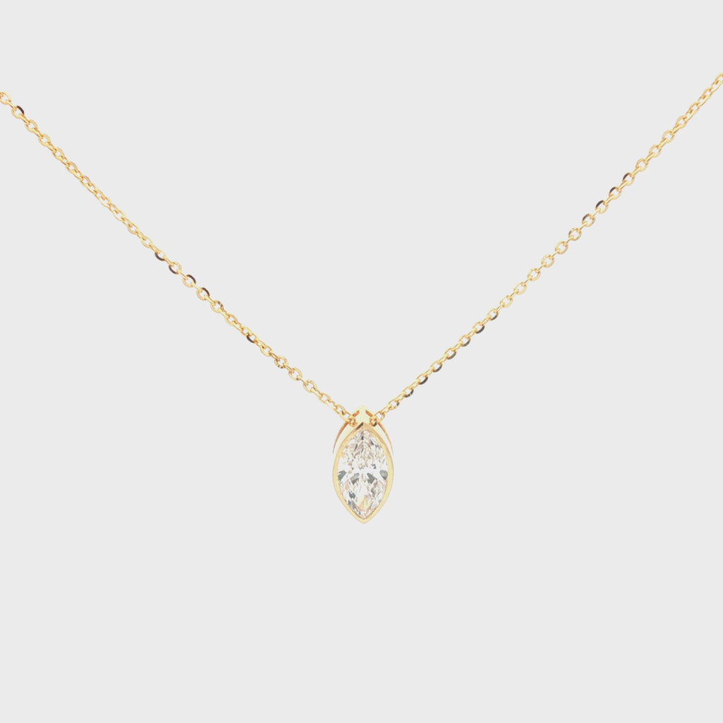 1ct Marquise Diamond Bezel Pendant Necklace