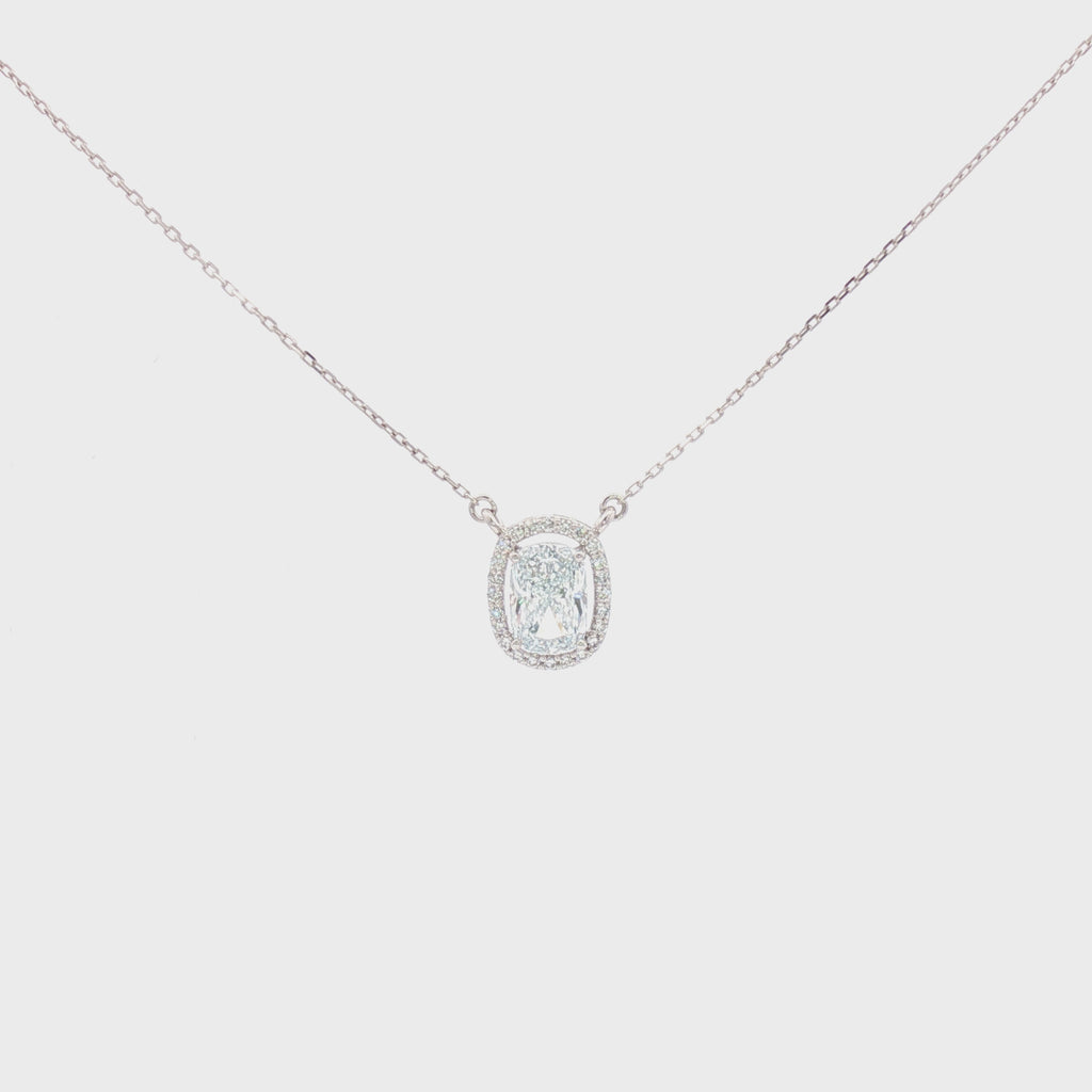 1.5ct Elongated Cushion with Halo Pendant
