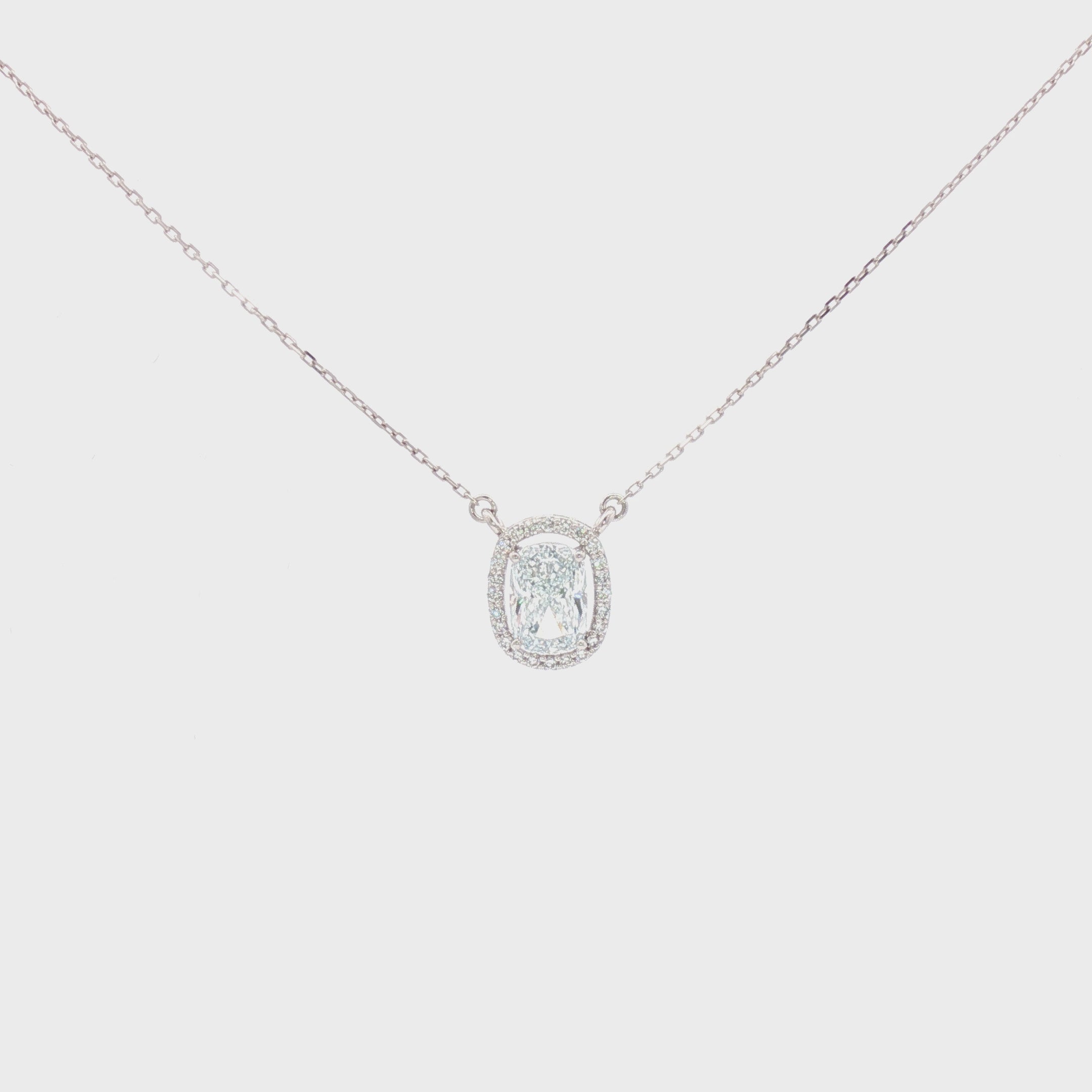 1.5ct Elongated Cushion with Halo Pendant