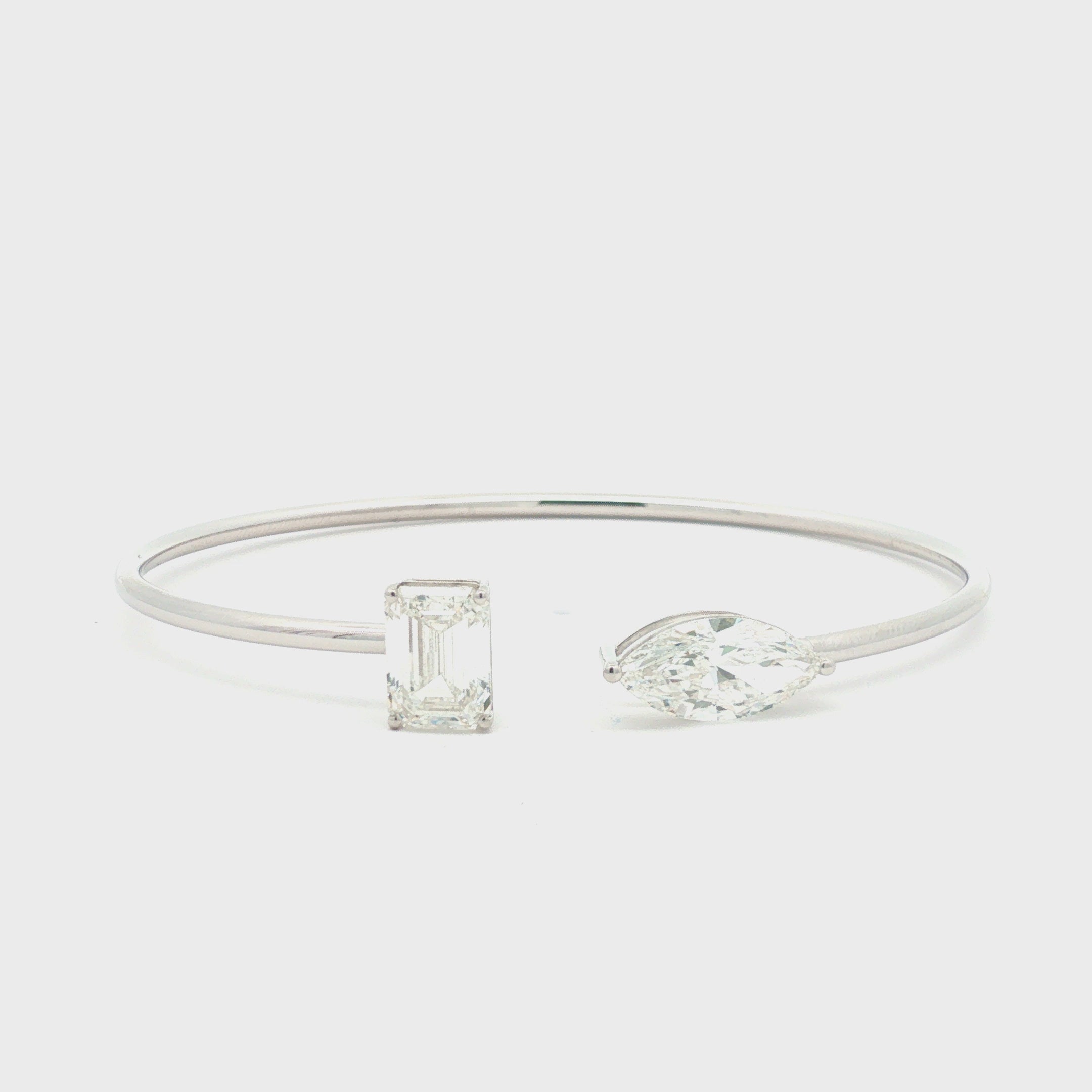 Marquise and Emerald Diamond Open Bangle